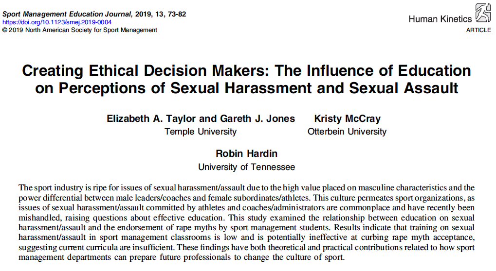 Kristy McCray PhD Sport+Management+Education+Journal